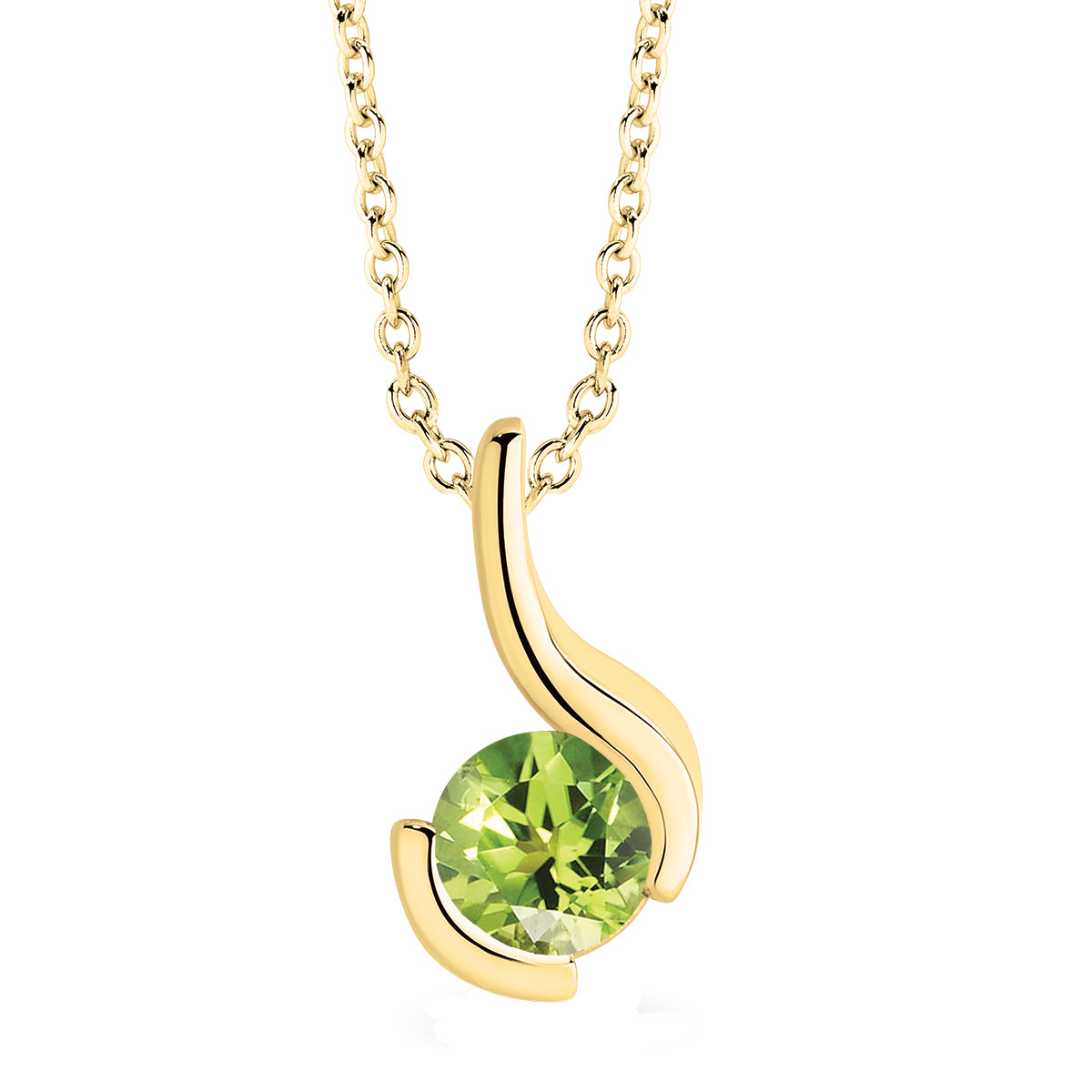 Natural 0.50ct round peridot Swift pendant in 18ct yellow gold