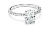 Oval Cut Diamond Solitaire Engagement Ring With Pave Band