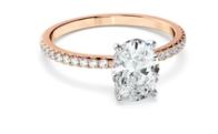 Oval Cut Diamond Solitaire Engagement Ring With Pave Band