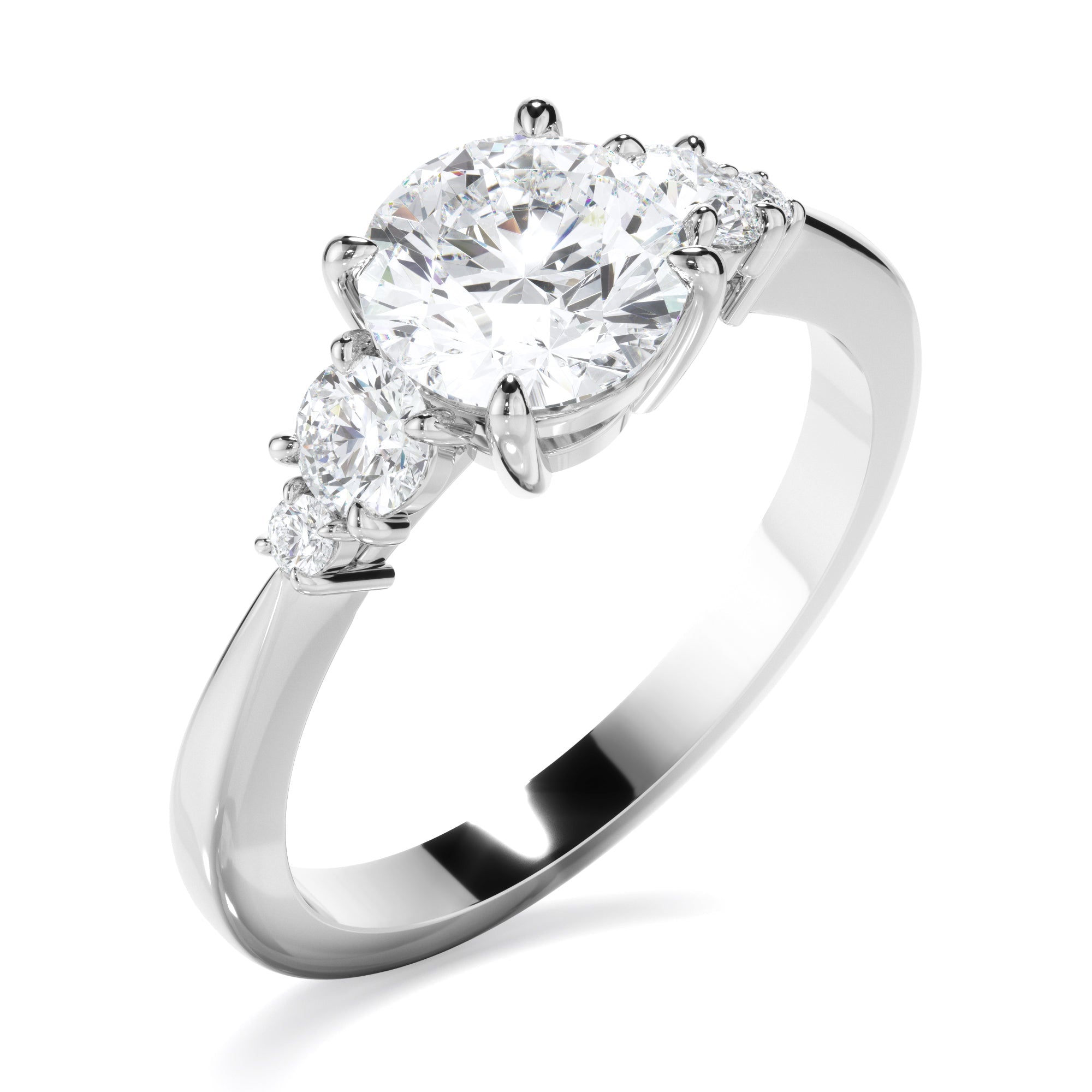 Round Brilliant Cut Diamond Five Stone Engagement Ring