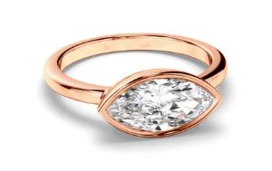 Marquise Cut Diamond Bezel East West Solitaire Engagement Ring