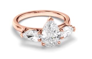 Pear Cut Diamond Trilogy Engagement Ring with Pear Sides