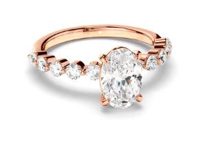 Oval Cut Diamond Engagement Ring with Diamond Sides