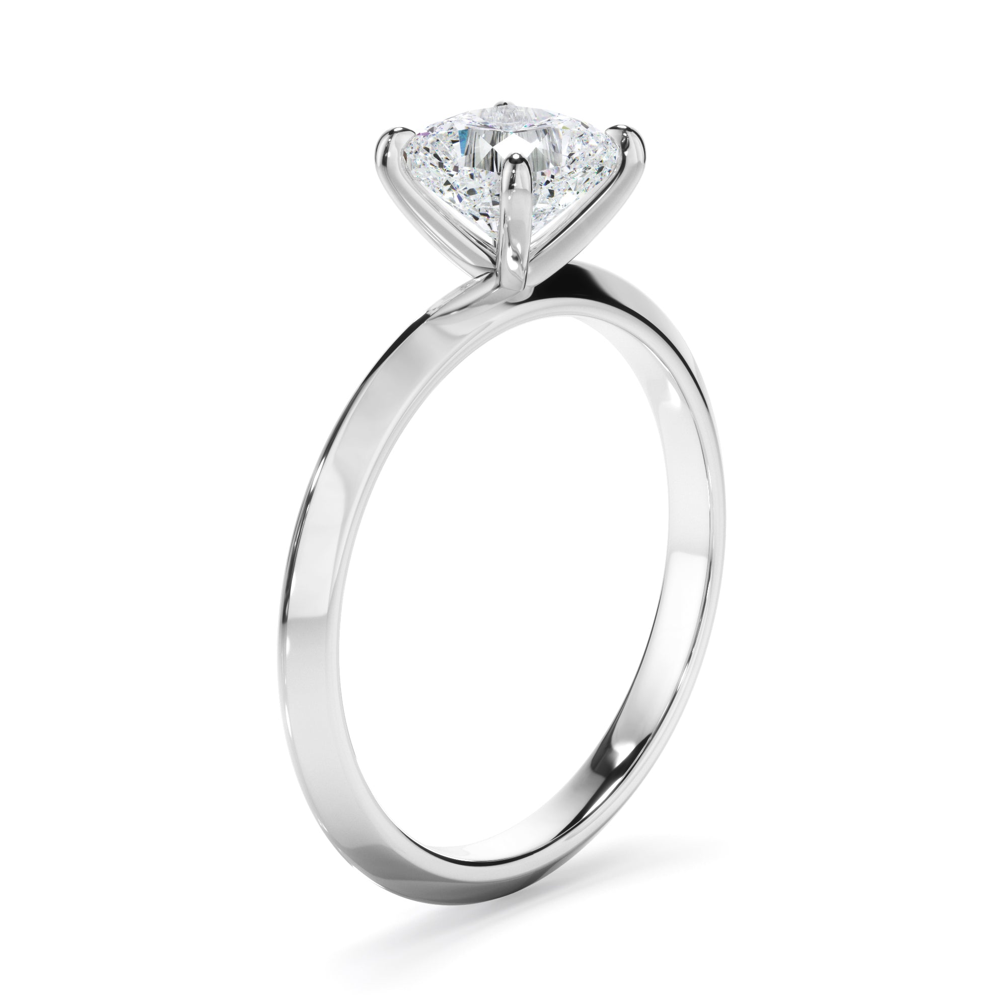 Cushion Cut Diamond Solitaire Knife Edge Engagement Ring