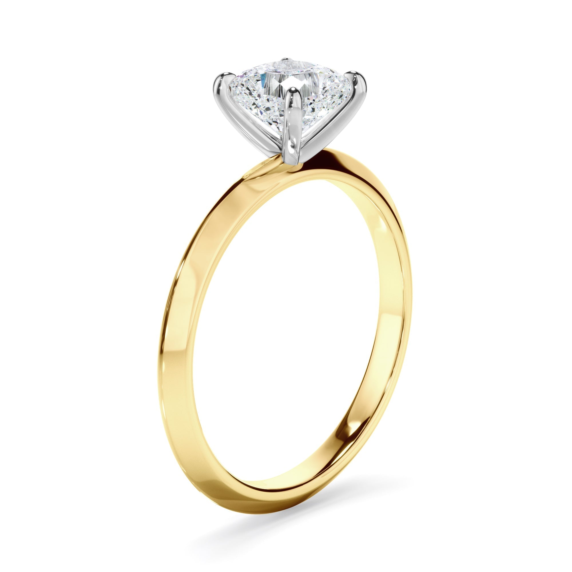 Cushion Cut Diamond Solitaire Knife Edge Engagement Ring