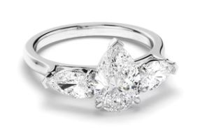 Pear Cut Diamond Trilogy Engagement Ring with Pear Sides