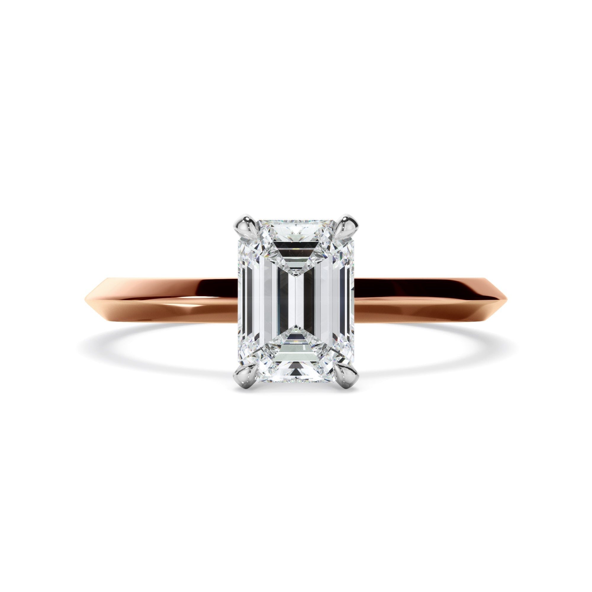 Emerald Cut Diamond Solitaire Knife Edge Engagement Ring