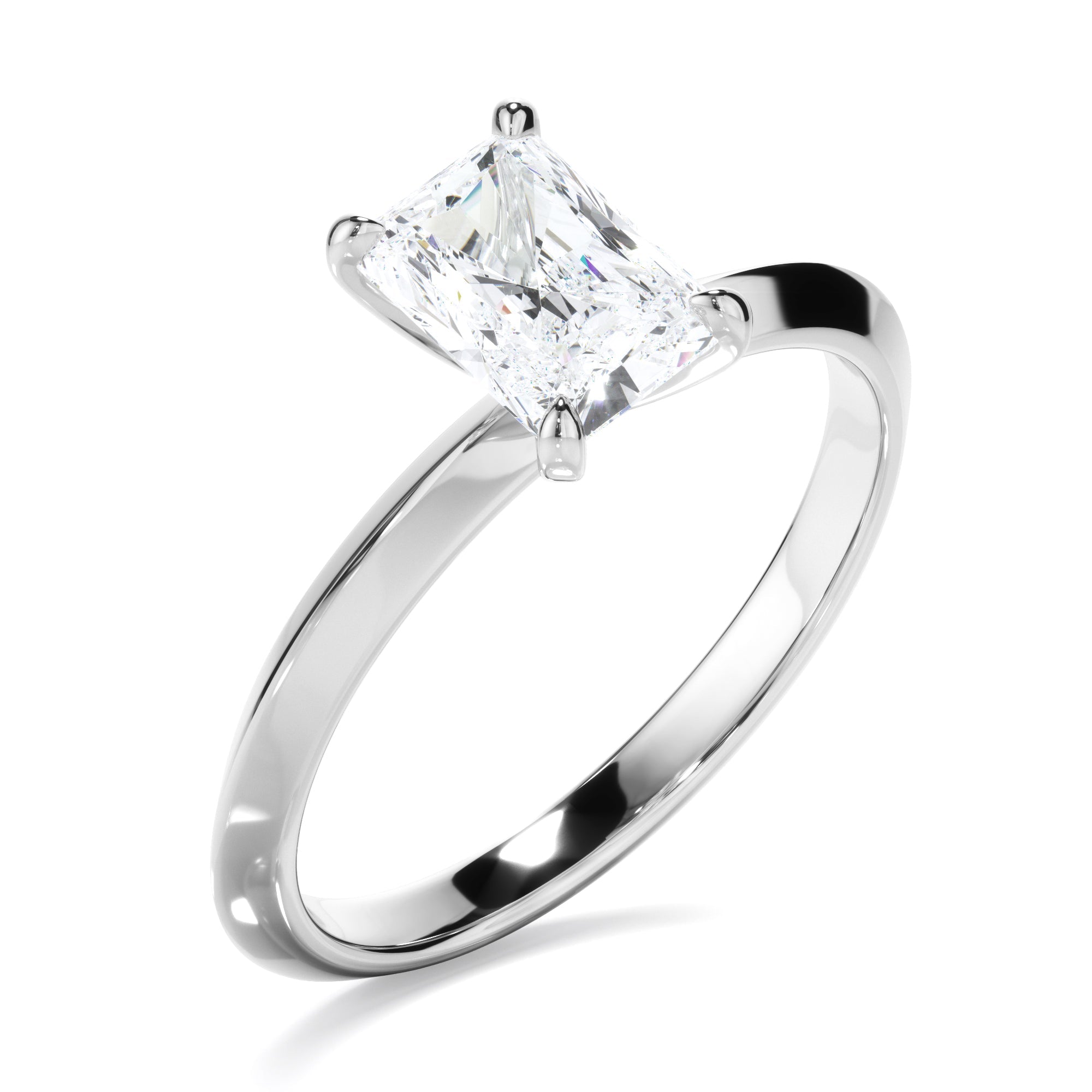 Radiant Cut Diamond Solitaire Knife Edge Engagement Ring