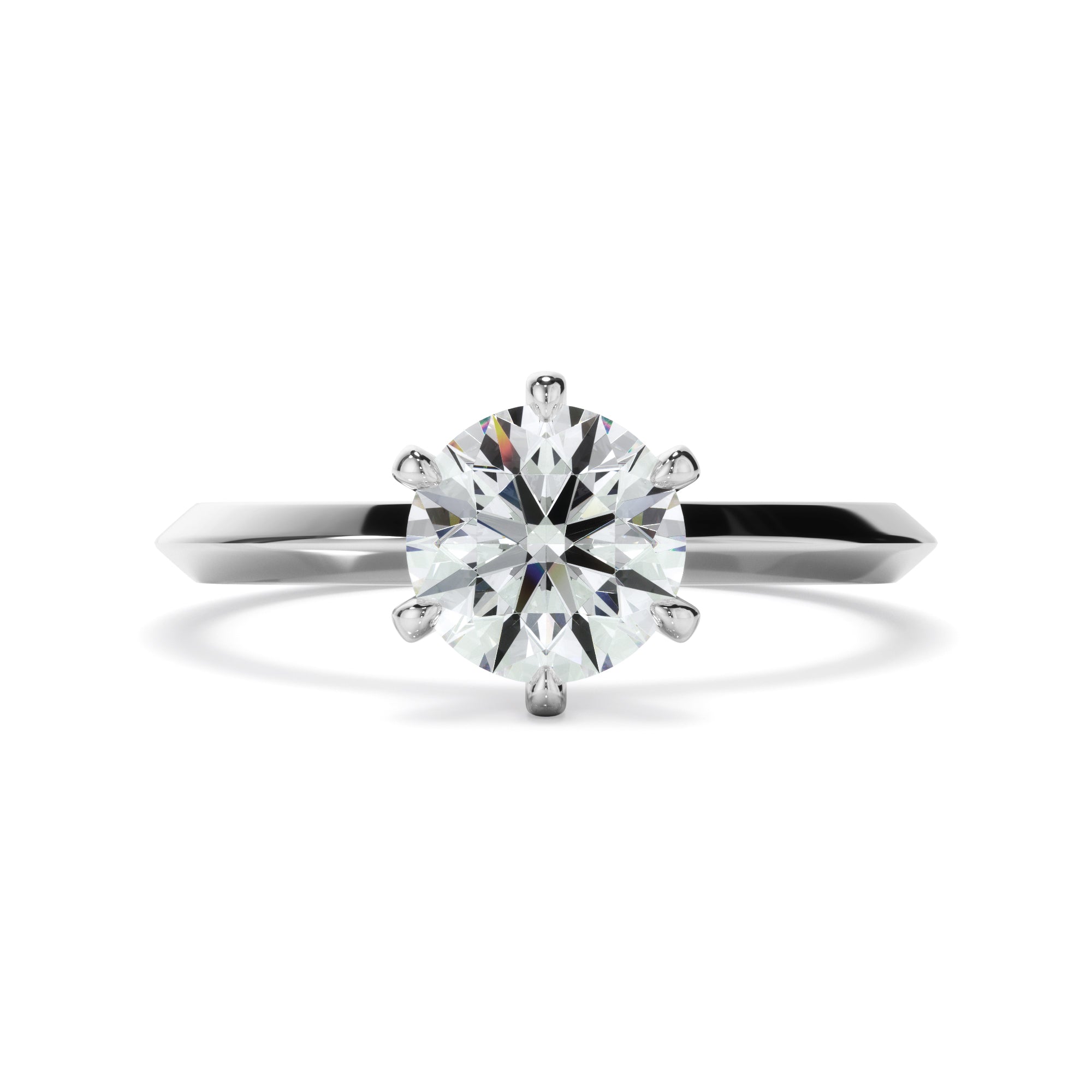 Round Brilliant Cut Diamond Solitaire Knife Edge Engagement Ring