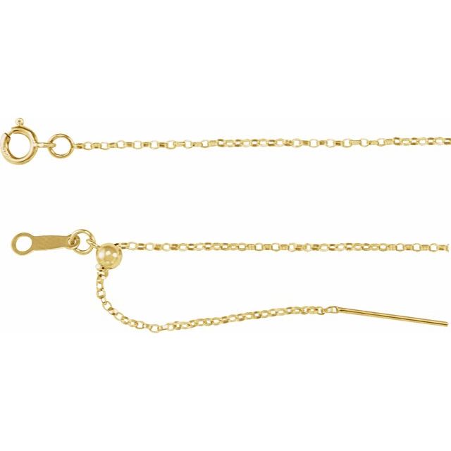 14K Yellow Gold Filled 1 mm Adjustable Threader Rolo Chain