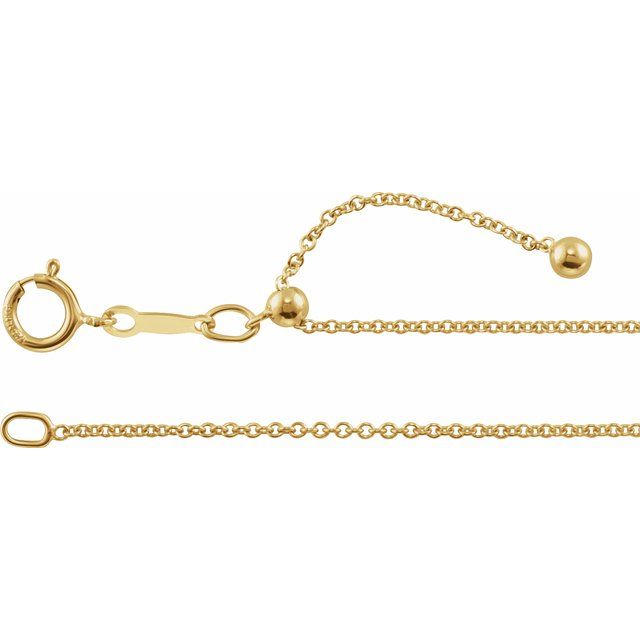 14K Yellow Gold-Filled 1.1 mm Adjustable Cable Chain