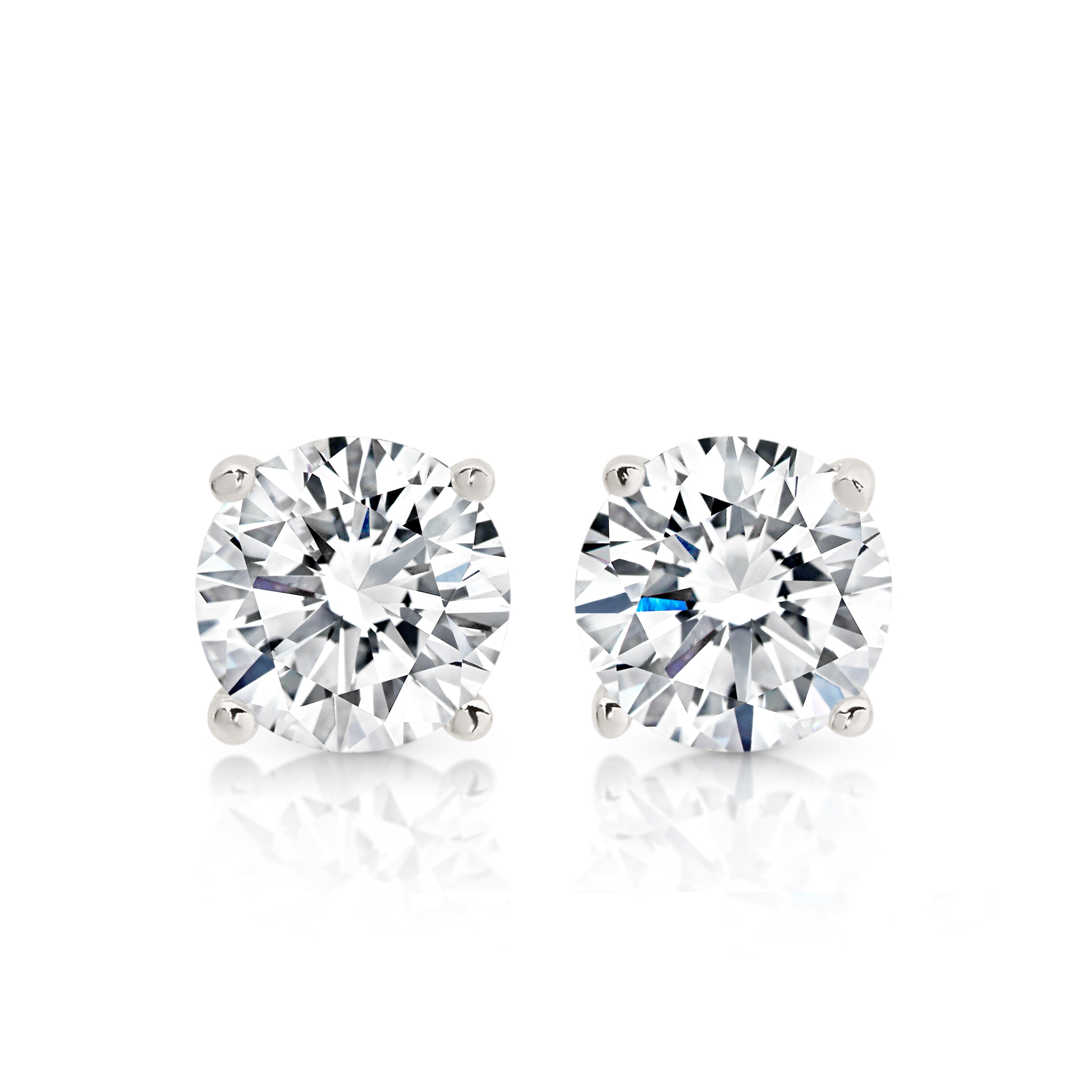 Silver round cubic zirconia studs 5mm