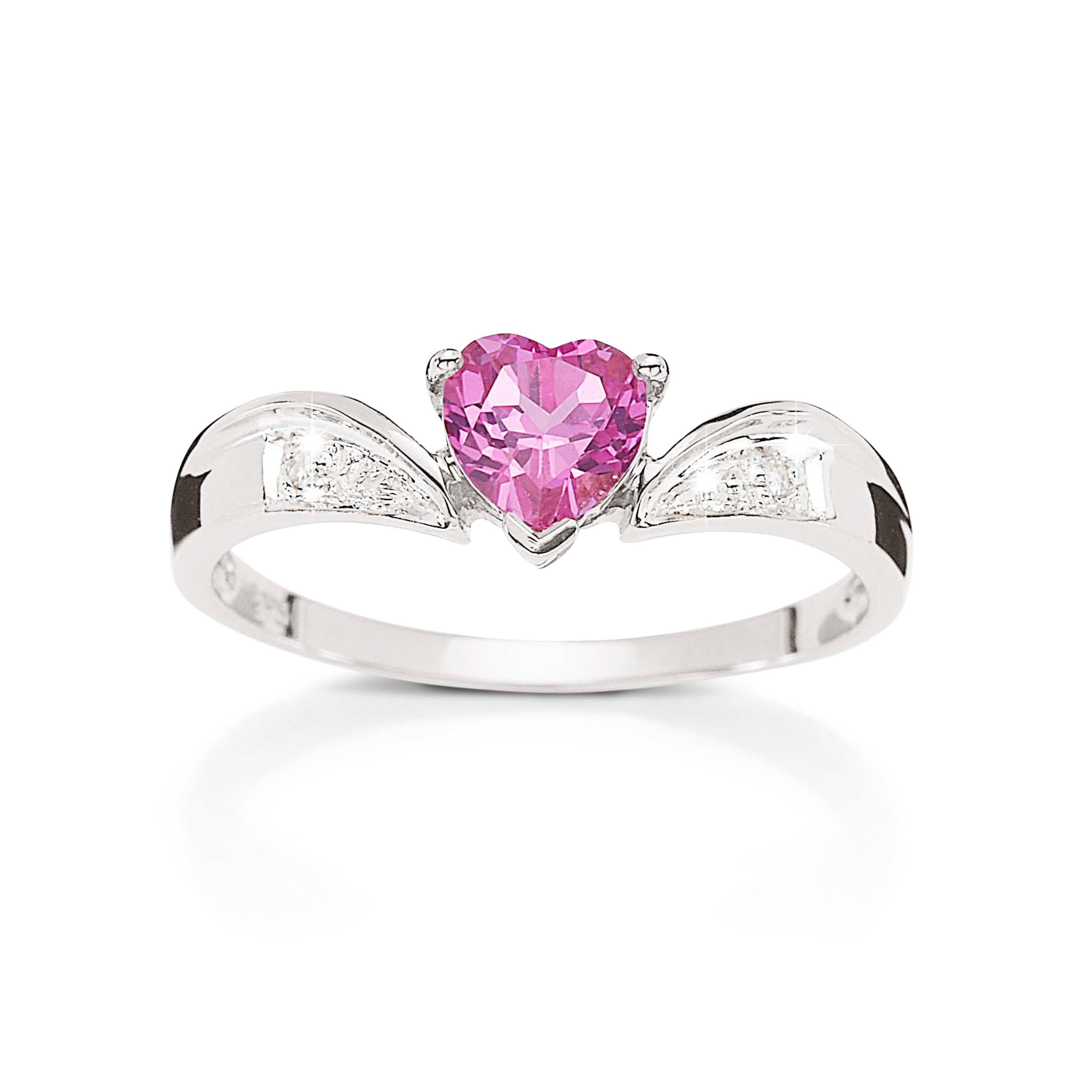 Silver cr pink sapphire & diamond ring