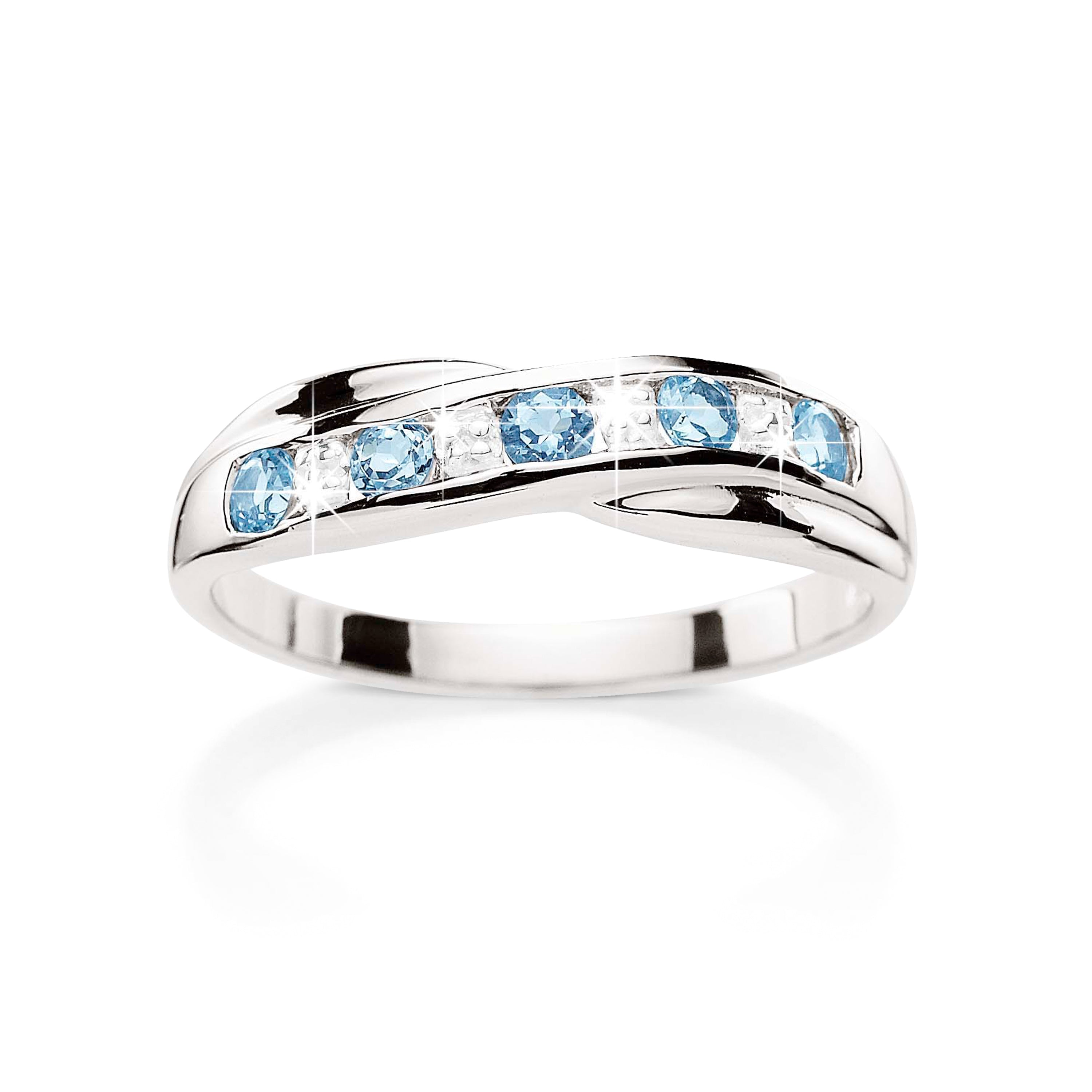 Silver blue topaz & diamond ring