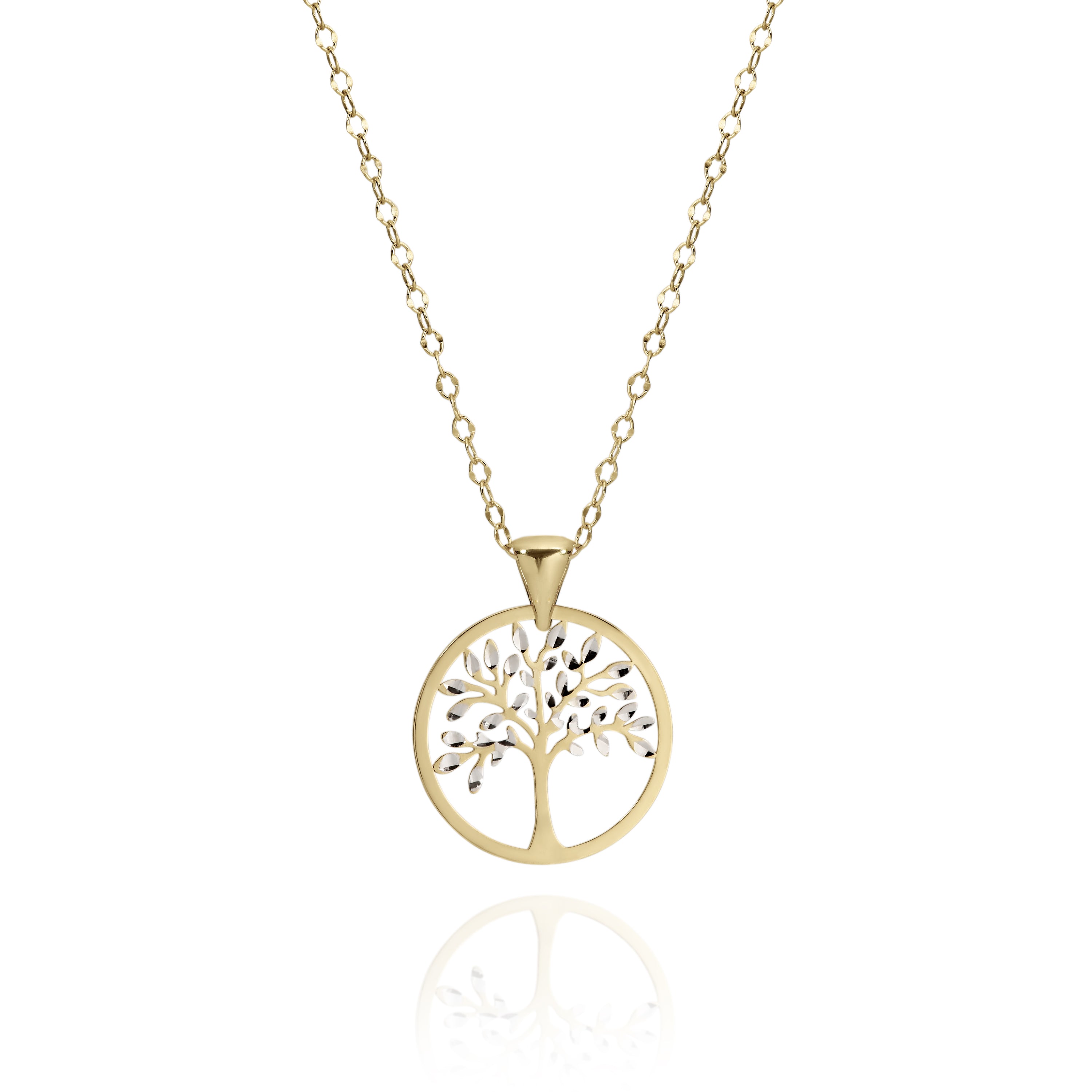 9ct gold tree of life necklace 45cm