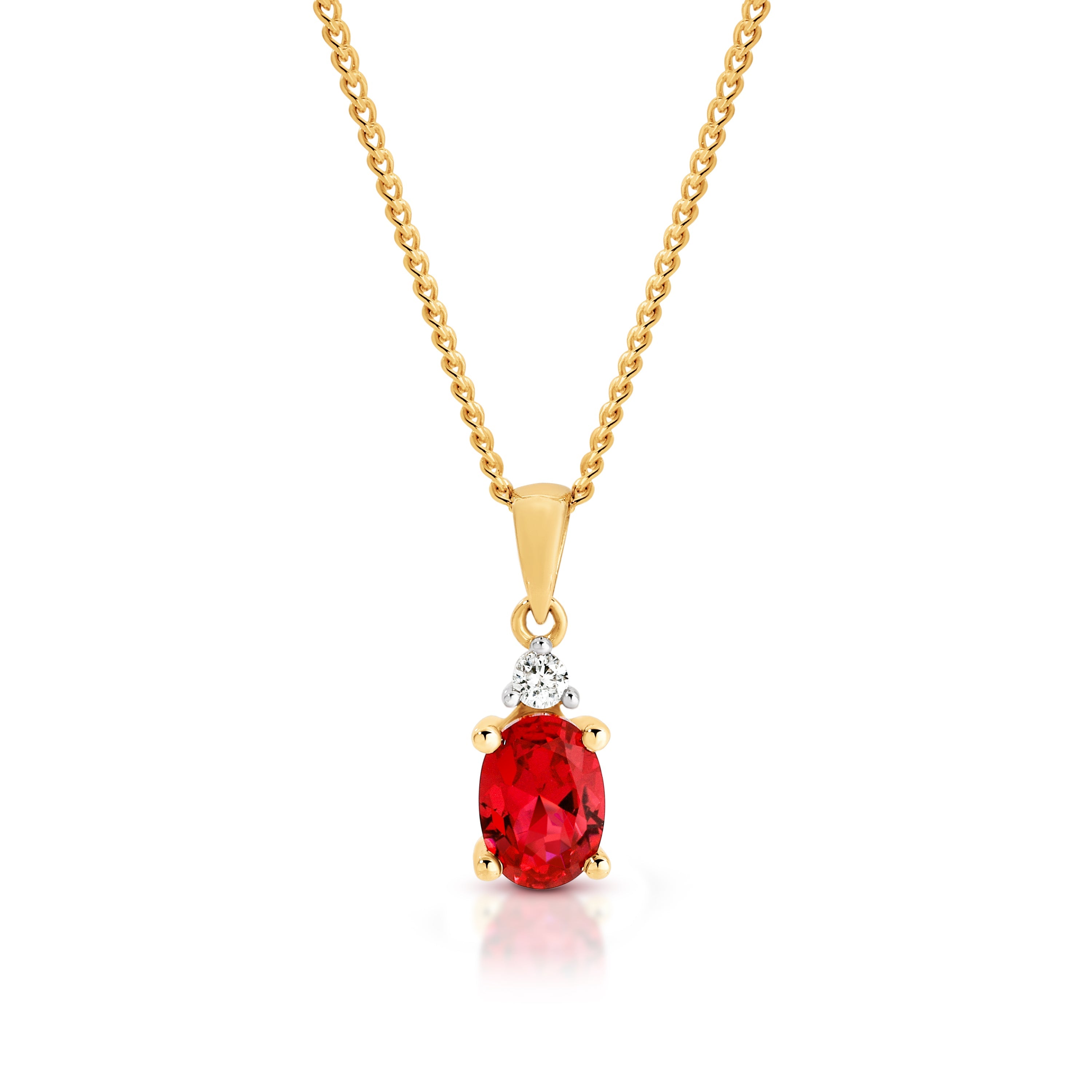 9ct gold ruby & diamond pendant