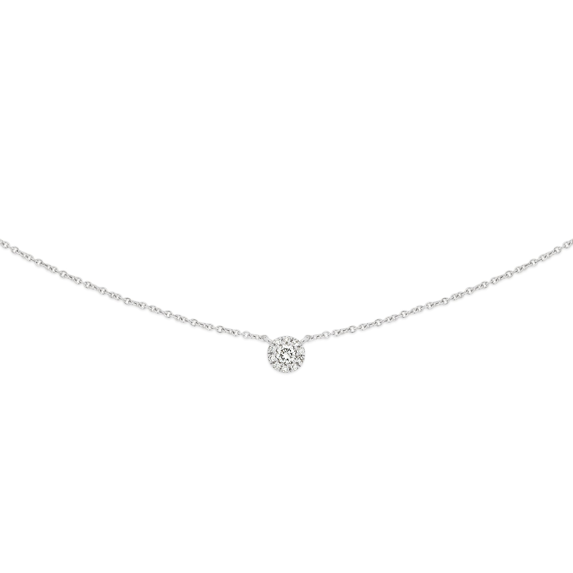 9ct white gold 0.08ct diamond halo necklet (inc. 9ct chain)