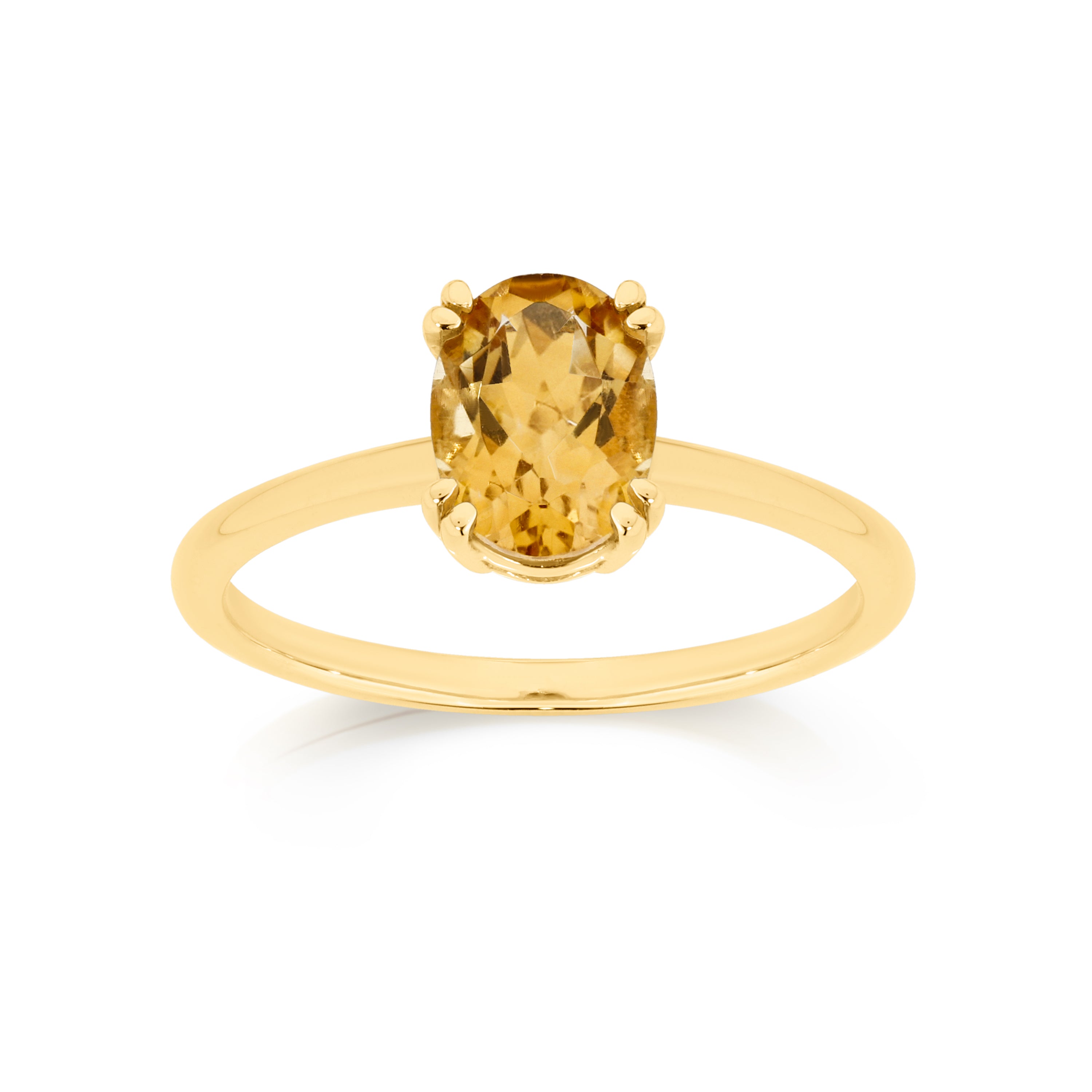 9ct 8x6mm oval citrine solitaire ring