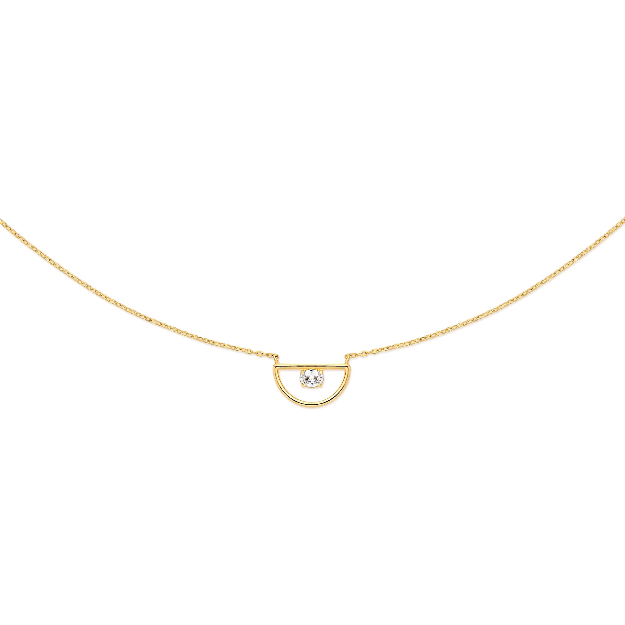 9ct claw set cubic zirconia half circle necklet