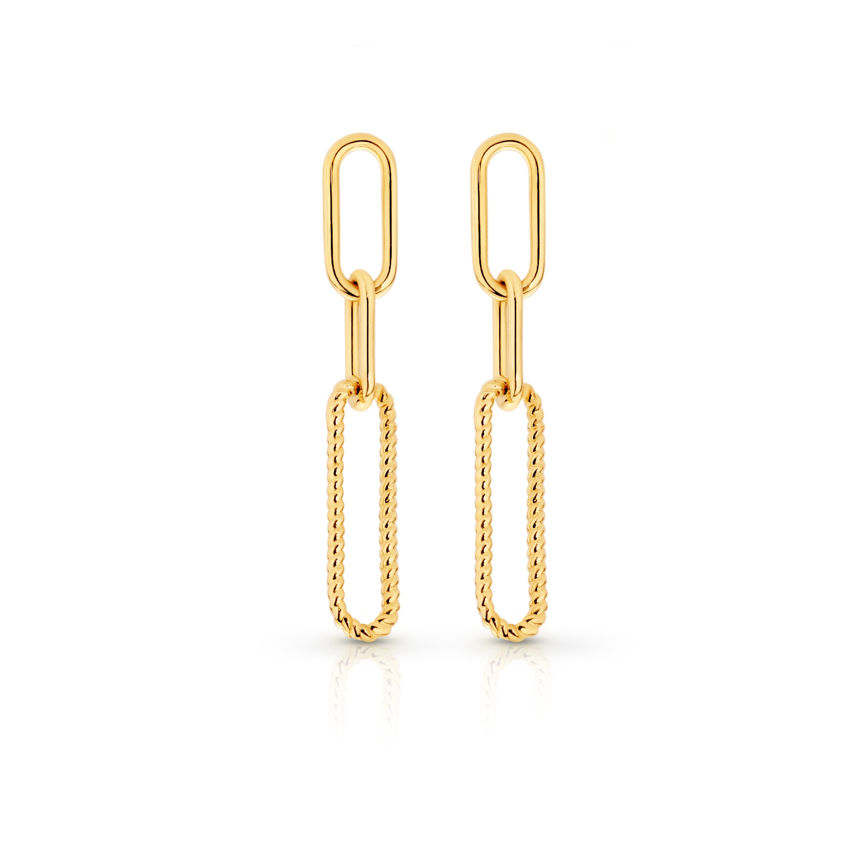 9ct gold paperclip drop studs