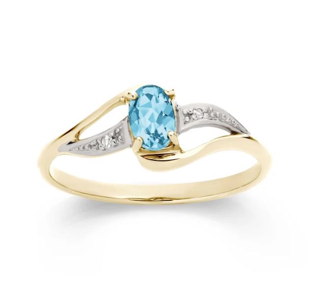9ct Blue Topaz & Diamond Ring