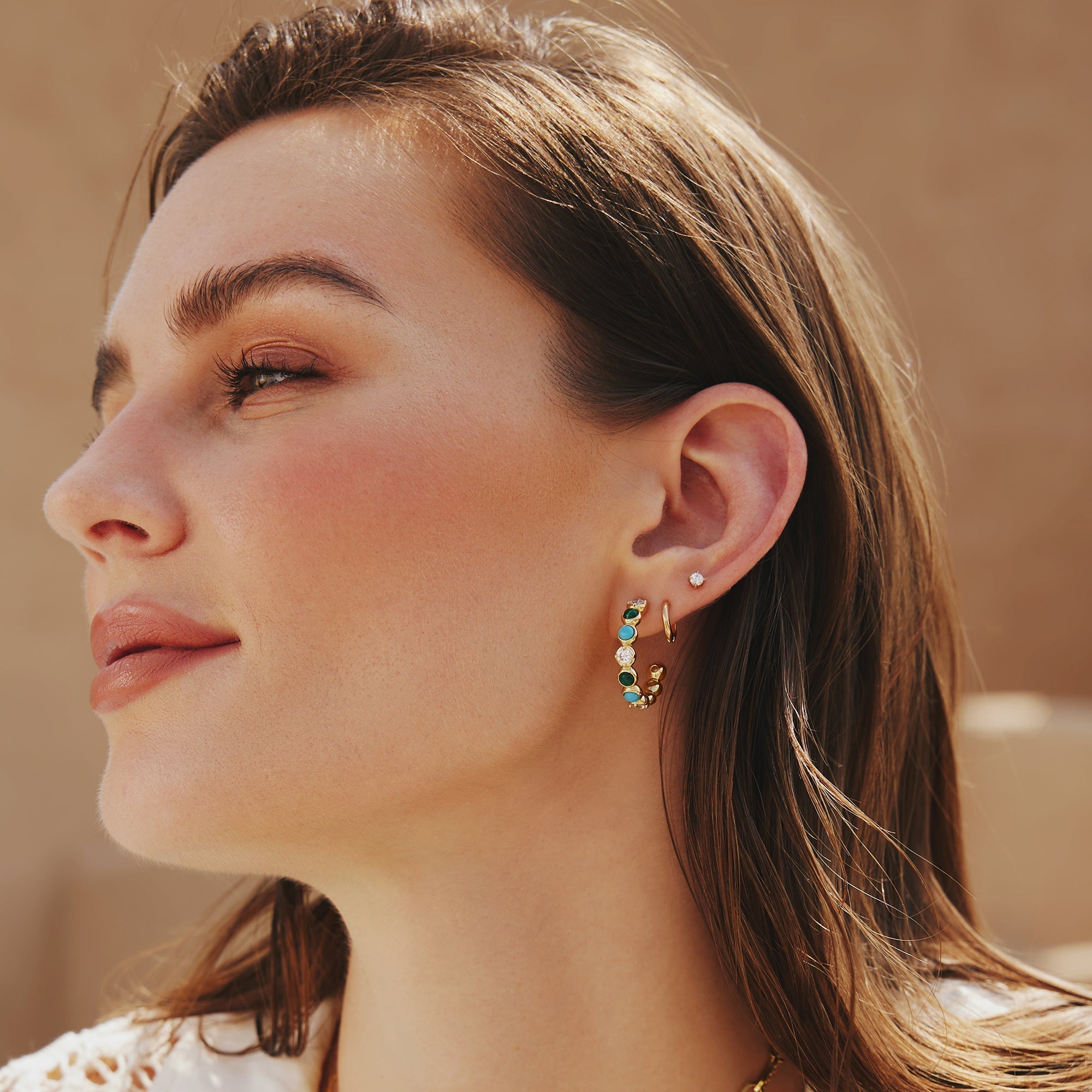 Ania Haie Gold Triple Marquise Stud Earrings