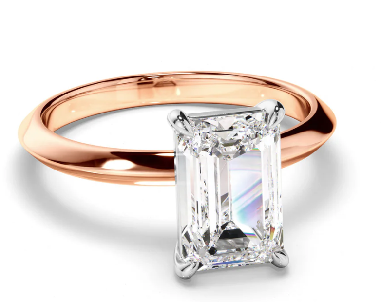 Emerald Cut Diamond Solitaire Engagement Ring