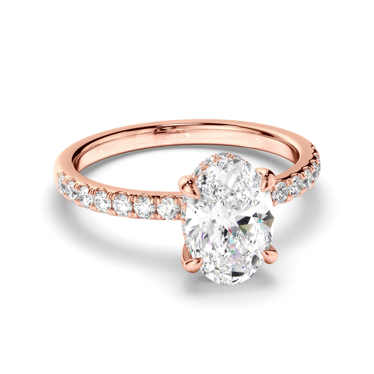 Oval Cut Diamond Engagement Ring with Diamond Sides