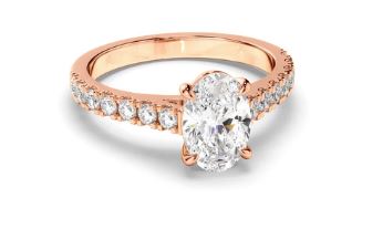 Oval Cut Diamond Engagement Ring with Diamond Sides