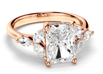 Radiant Cut Diamond Engagement Ring with Cluster Shoulders