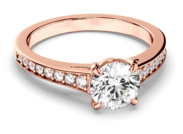 Cushion Cut Diamond Engagement Ring with Diamond Sides