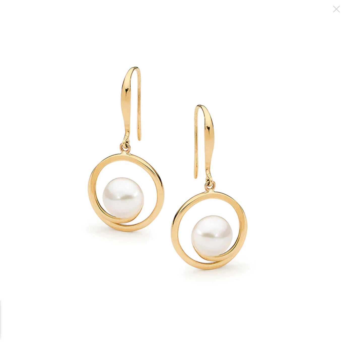 9ct yellow gold freshwater pearl hook earrings