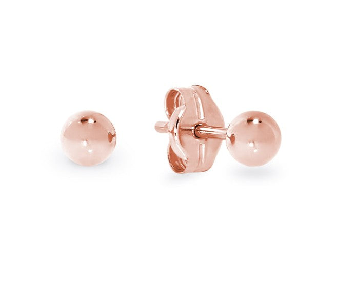 9ct rose gold 3mm ball studs