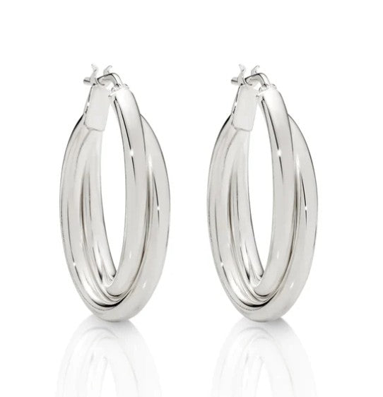 Silver double tube hoops 15mm