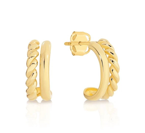9ct polished & twist studs