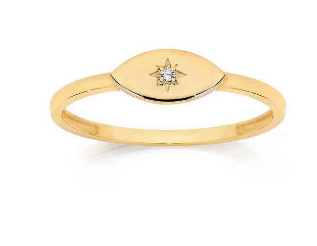 9ct signet ring with star set cubic zirconia