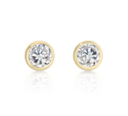 9ct gold 3mm bezel stone set studs