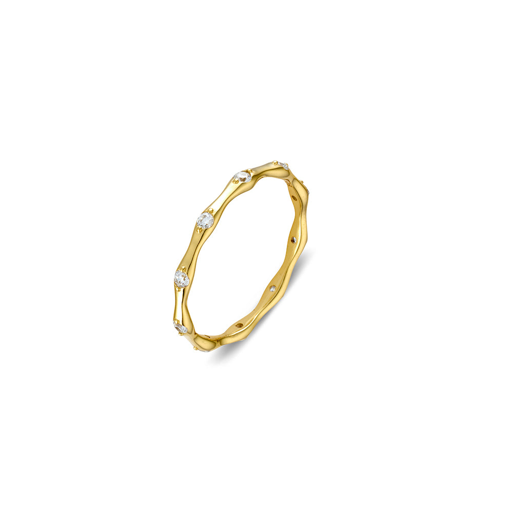 Gold Sterling Silver CZ Ring
