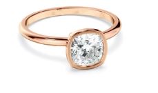 Cushion Cut Diamond Solitaire Bezel Set Engagement Ring