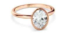 Oval Cut Diamond Solitaire Bezel Set Engagement Ring