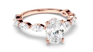Oval Cut Diamond Solitaire Engagement Ring with Marquise Sides