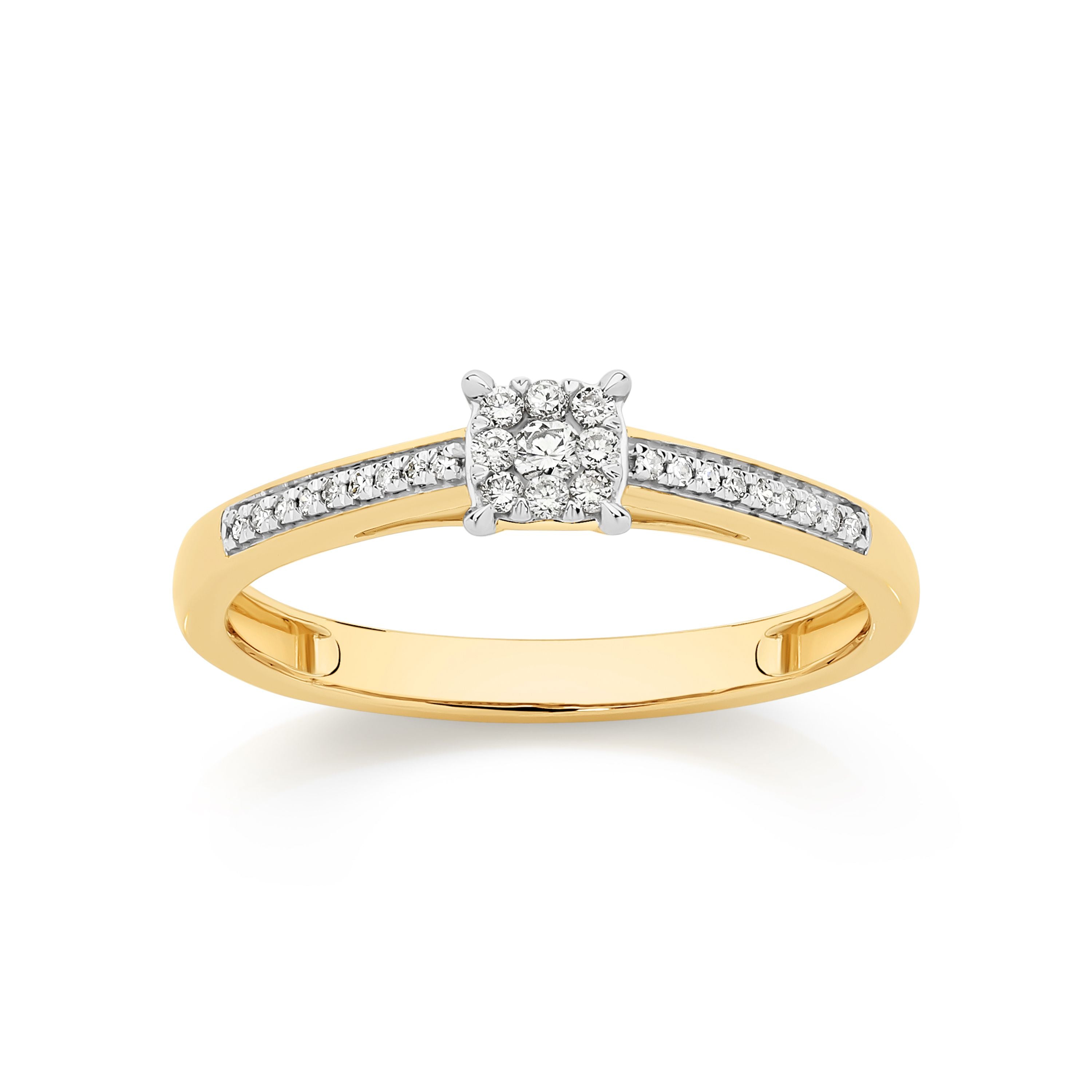 9ct Yellow Gold Diamond Ring 0.15ct