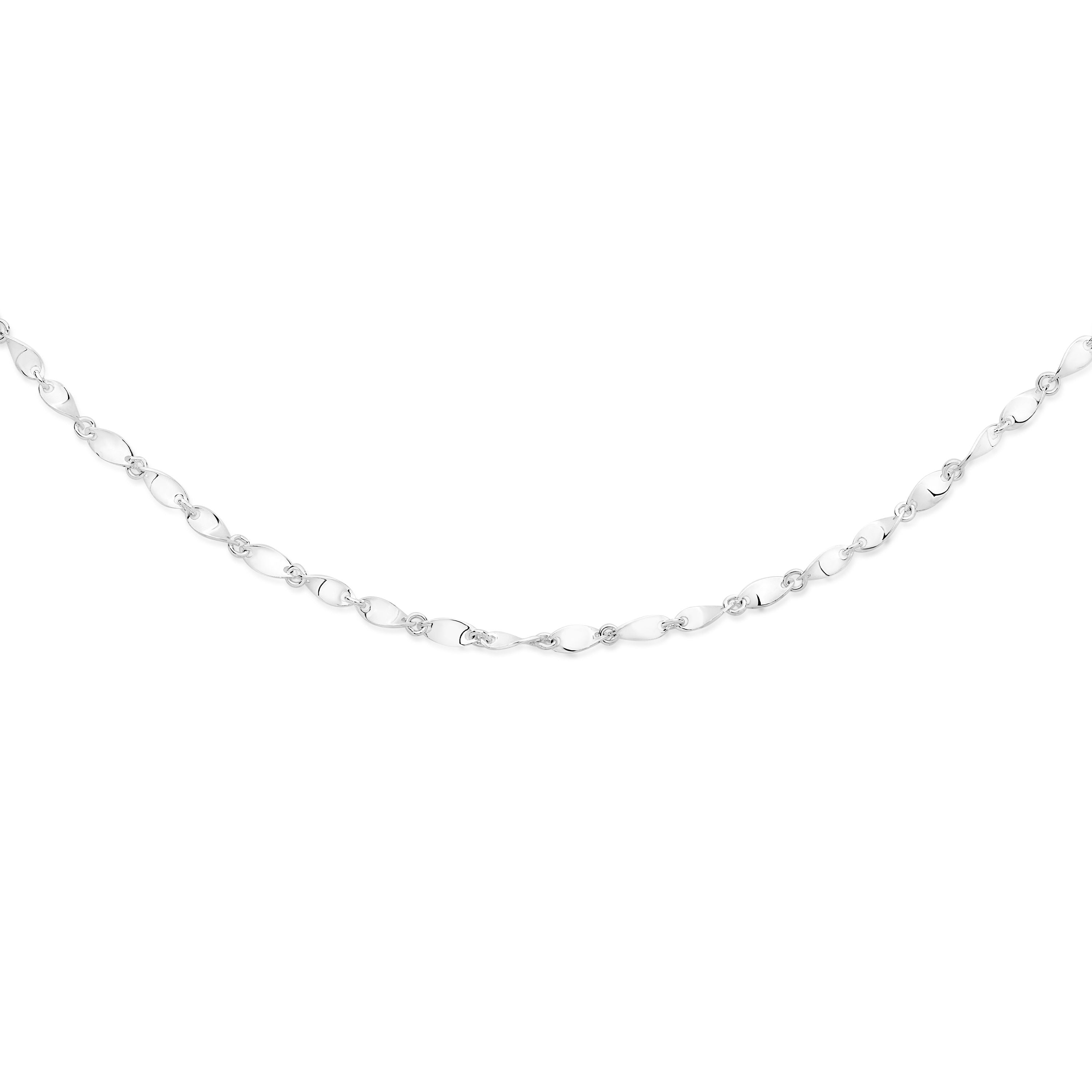 Silver Polished Twist Link Necklet
