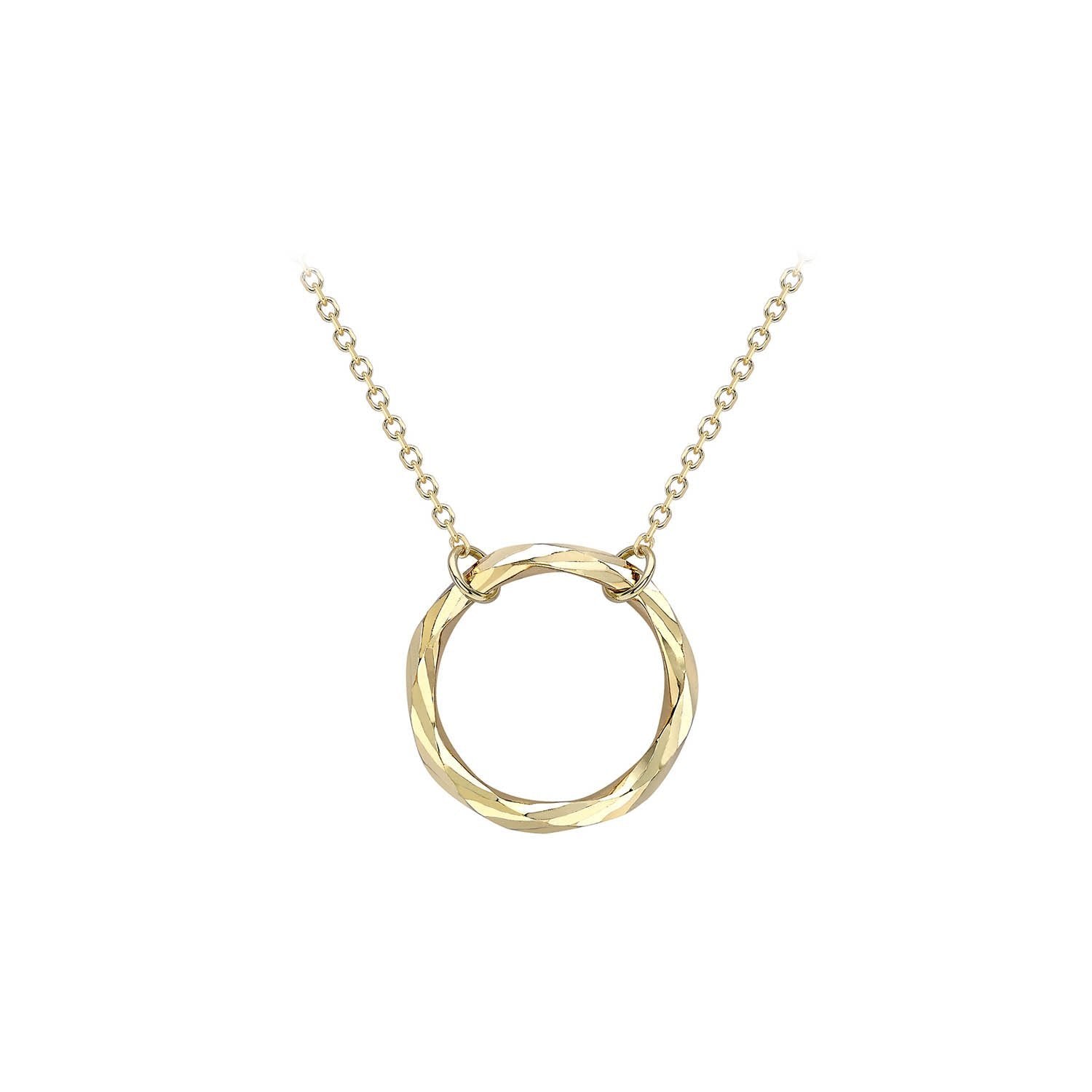 9K Yellow Gold 17.8mm Diamond Cut Ring Adjustable Necklace