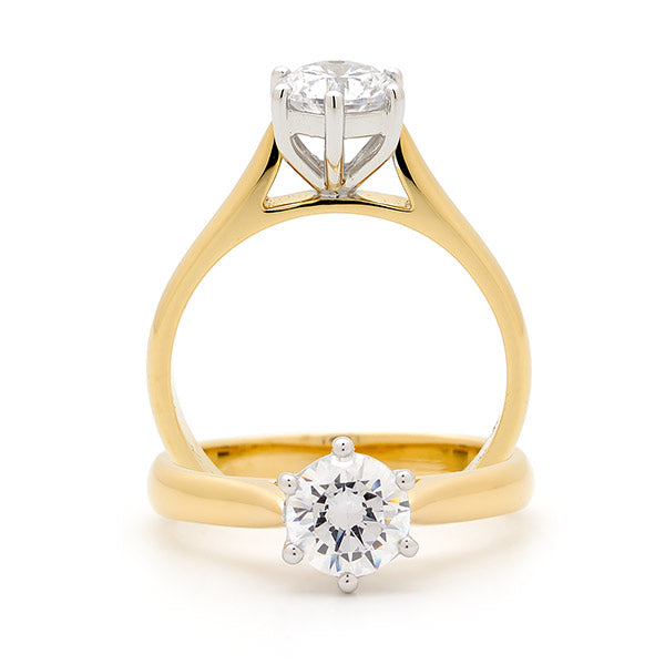 9ct Gold Diamond 6 Claw Solitaire Engagement Ring