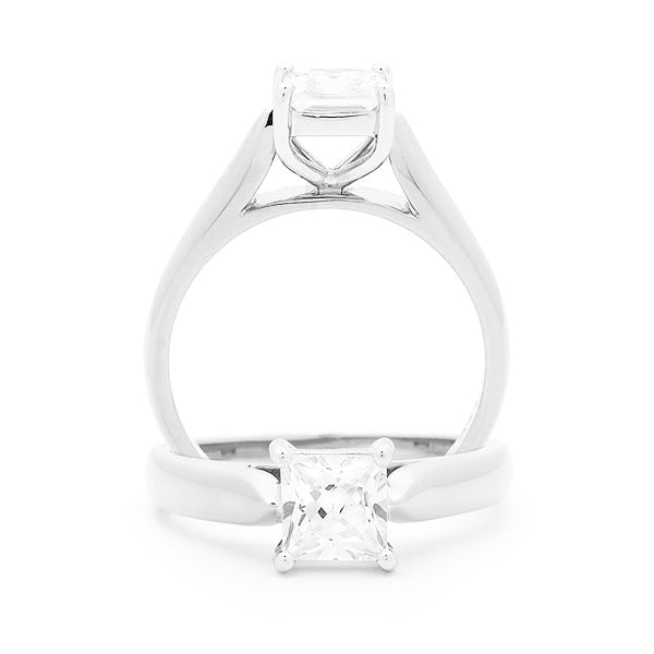 18ct White Gold Diamond 4 Claw Solitaire Engagement Ring