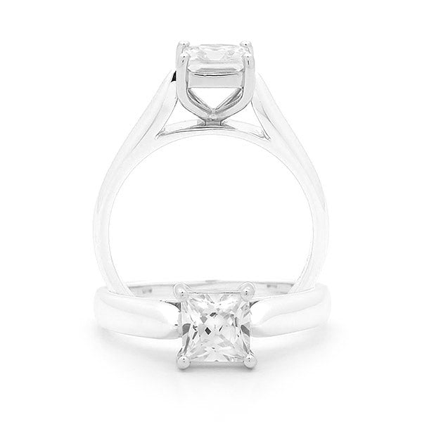 18ct White Gold Diamond 4 Claw Solitaire Engagement Ring