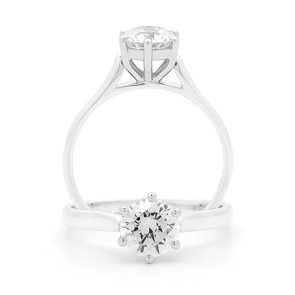 18ct White Gold Diamond 6 Claw Solitaire Engagement Ring