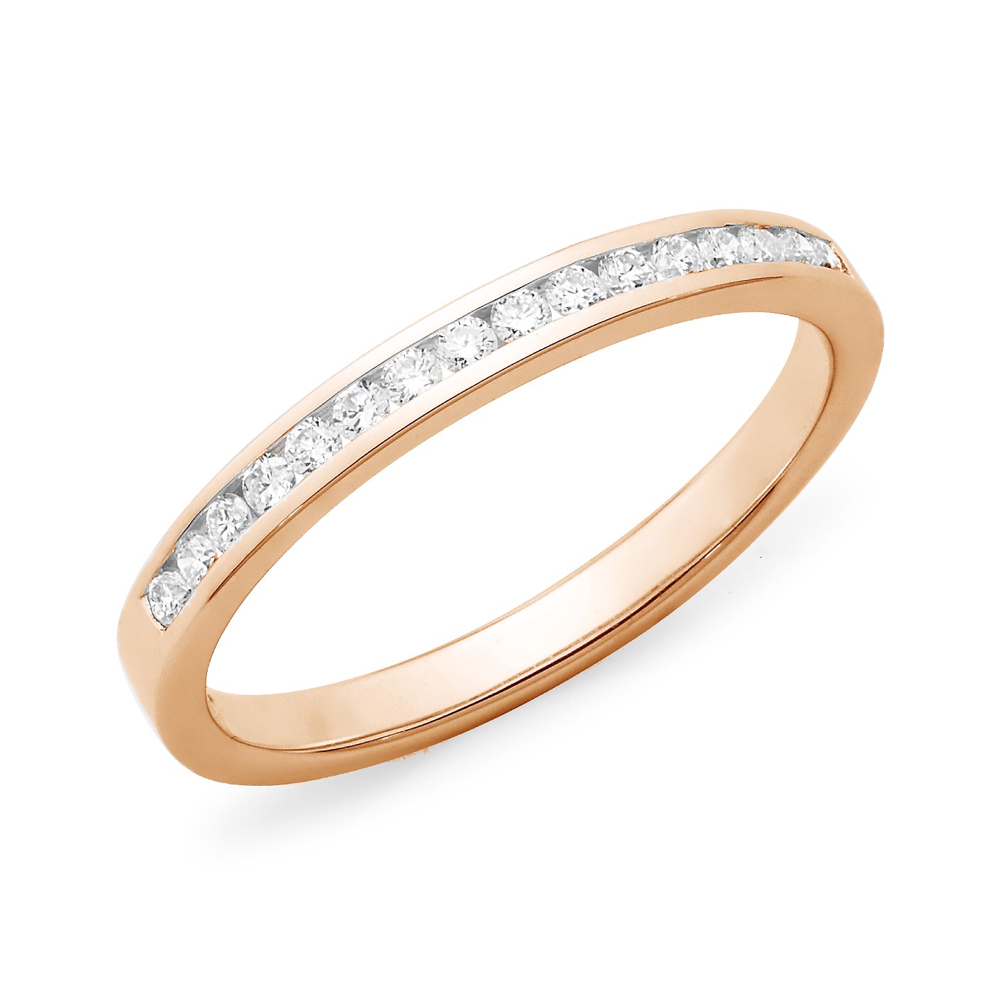 9ct Rose Gold Diamond Channel Set Straight Wedding Ring