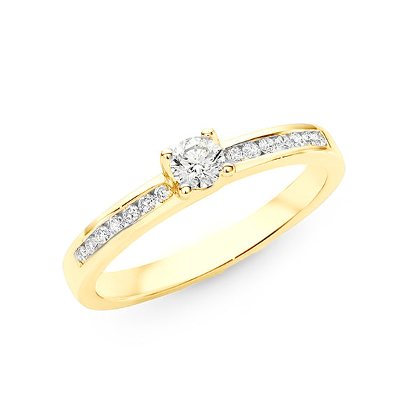 9ct Gold Diamond Claw/Channel Set Shoulder Stone Engagement Ring